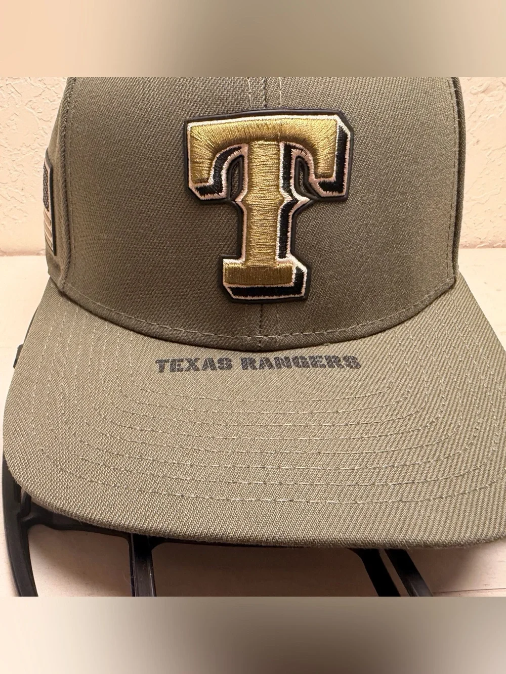 New Era Olive Green Texas 'T' Patch Cap with Flag Accent